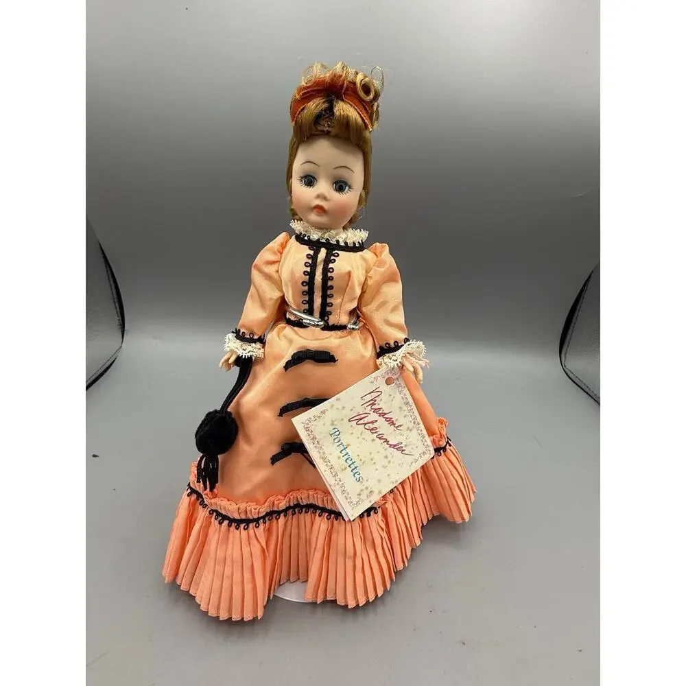 Madame Alexander Portrettes Doll Peach Victorian Dress Tagged 8” Vintage